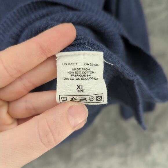 Mansted Sweater Womens XL Blue Fisherman Knit Minimalist Winter Pullover Navy - Picture 6 of 7